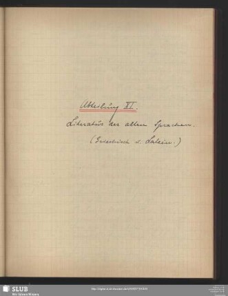 Abteilung XI. Literatur der alten Sprachen (Griechisch u. Latein)