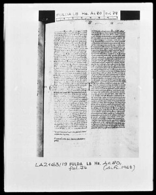 Biblia Latina — Initialen C und F, Folio 74recto