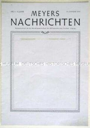 Betriebszeitung des Bibliographischen Instituts Leipzig u.a. mit einer Bilanz der letzten 10 Jahre