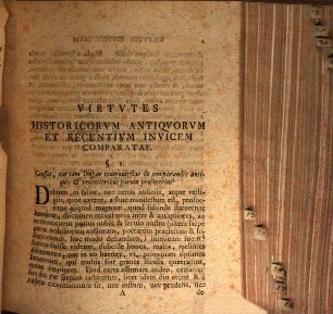 Disp. inaug. ex historia litteraria virtutes historicorum antiquorum et recentiorum comparans