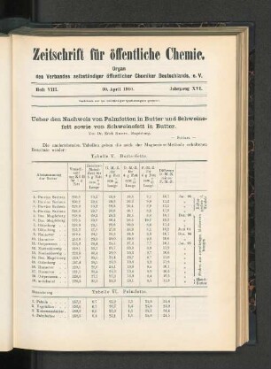 Heft VIII. 30. April 1910. Jahrgang XVI.
