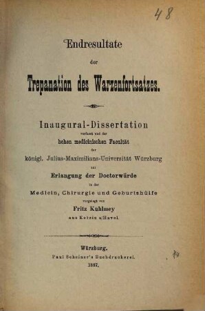 Endresultate der Trepanation des Warzenfortsatzes