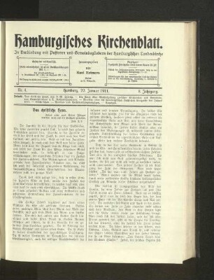 Nr. 4. Hamburg, 22. Januar 1911. 8. Jahrgang.
