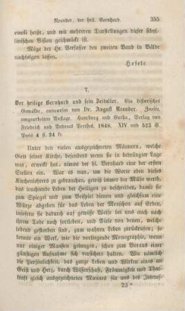 355-370 [Rezension] Neander, August, Der heilige Bernhard und sein Zeitalter