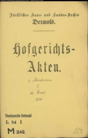 von Mordeisen, Georg Sigismund gegen Kaspar de Wend - Schuldforderung