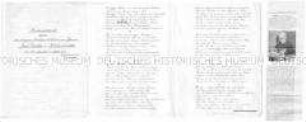 Handschriftliches Gedenkblatt mit einem Gedicht zum 50jährigen Amtsjubiläum des Vaters Paul Gürtler als Pfarrer - Personenkonvolut