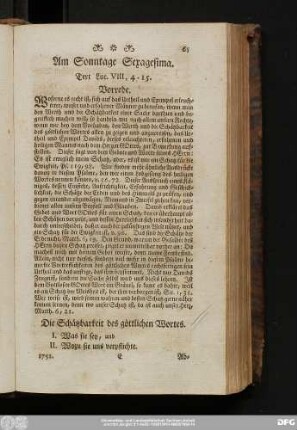 Am Sonntage Sexagesima. Text Luc. VIII, 4 - 15.