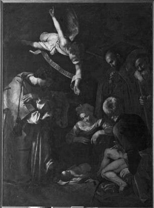 Die Anbetung der Hirten mit den Heiligen Franziskus und Lorenz