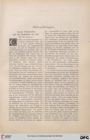 Unsere Pfarrkirchen und das Bedürfnis der Zeit