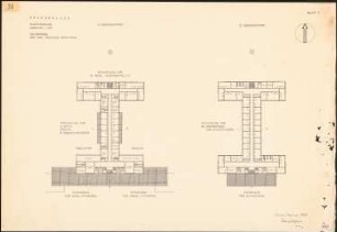 Krankenhaus: Hauptgebäude: Grundrisse 4. und 5. Obergeschoss 1:200