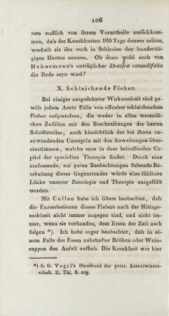 X. Schleichende Fieber