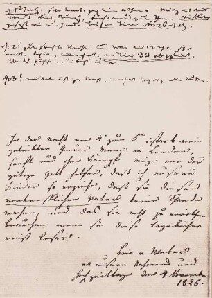 Tagebucheintrag der Frau des Musikers Carl Maria von Weber vom 1. November 1826, seinen Tod betreffend