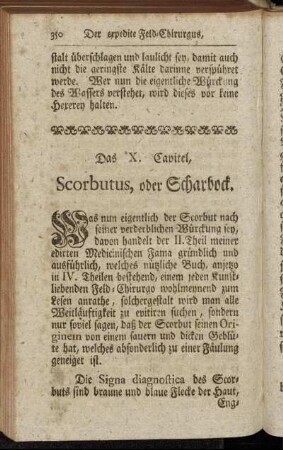 Das X. Capitel, Scorbutus, oder Scharbock.