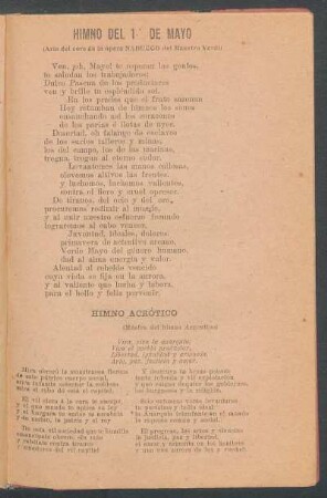 Himno acrótico : (Música del himno argentino)