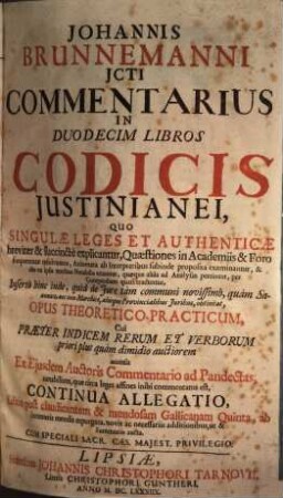 Commentarius in XII libros Codicis Iustinianei