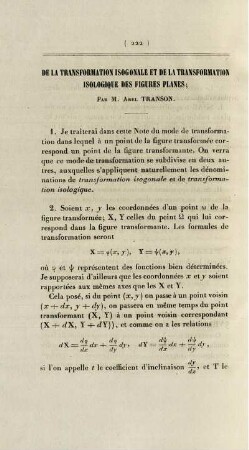 De la transformation isogonale et de la transformation isologique des figures planes.