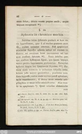 §. 12. Aphonia in chronicis morbis.