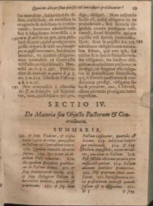 Sectio IV. De Materia seu Objecto Pactorum & Contractuum.