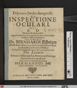 Disputatio Iuridica Inauguralis De Inspectione Oculari