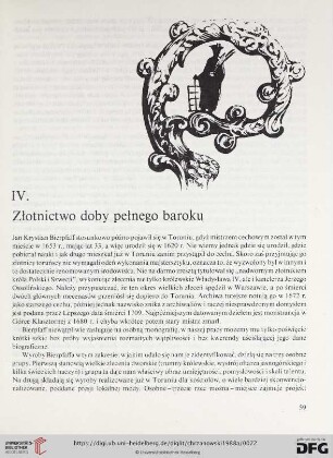 IV. Złotnictwo doby pełnego baroku