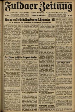 Erste Ausgabe vom Freitag, den 10. November 1933.