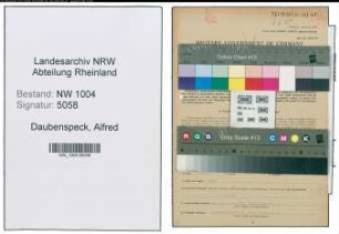 Entnazifizierung Alfred Daubenspeck , geb. 15.04.1908 (Schlosser)