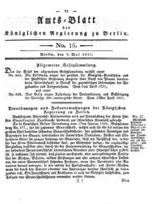 No 16, 9. Mai 1821