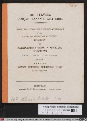 De Strvma, Eamqve Sanandi Methodo : Dissertatio Inavgvralis Medico-Chirvrgica