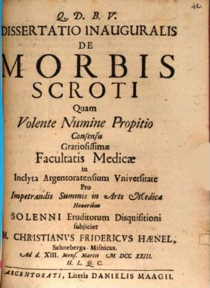 Diss. inaug. de morbis scroti