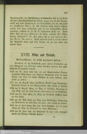 XVIII. Blitze und Brände