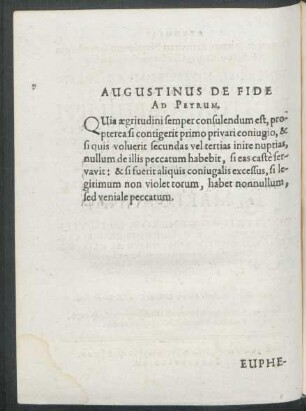 Augustinus De Fide Ad Petrum.