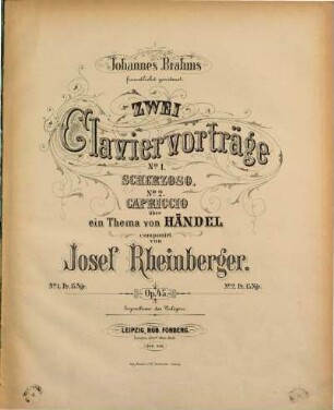 2 Claviervorträge : über e. Thema von Händel ; op. 45. 2, Capriccioso
