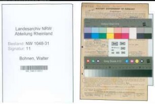 Entnazifizierung Walter Bohnen , geb. 25.04.1904 (Gastwirt)