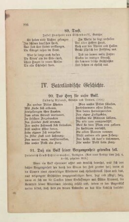 IV. Vaterländische Geschichte