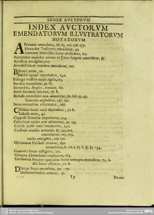 Index Auctorum Emendatorum Illustratorum Notatorum