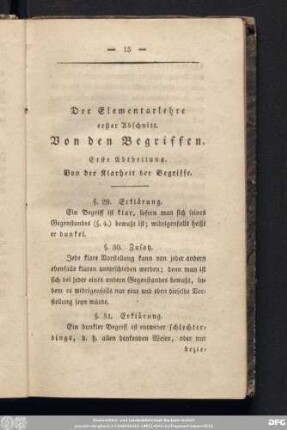 Der Elementarlehre erster Abschnitt. Von den Begriffen.