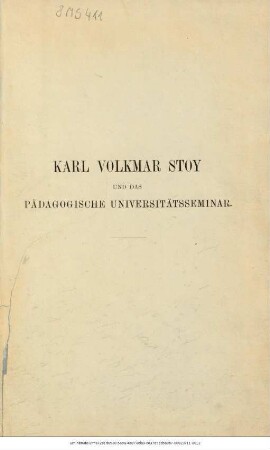 Karl Volkmar Stoy und das pädagogische Universitätsseminar