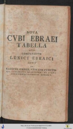 Nova cubi ebraei tabella.
