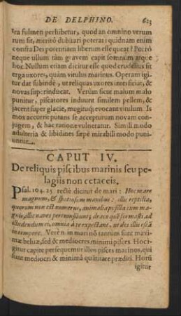 Caput IV. De reliquis piscibus marinis seu pelagiis non cetaceis.