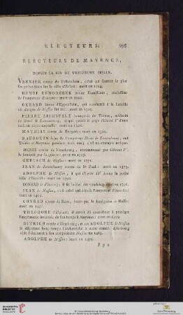 Electeurs [de Mayence - Hanovre], depuis la fin du treizième siècle