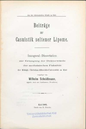 Beiträge zur Casuistik seltener Lipome