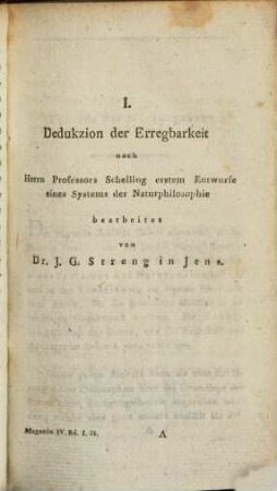 Magazin zur Vervollkommnung der theoretischen und praktischen Heilkunde. 4, 4. 1800
