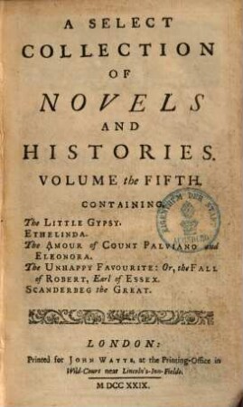 A select collection of Novels and Histories : in six volumes, 5