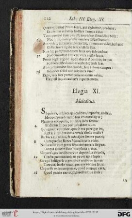 Elegia XI. Maledicus / Das elfte Klag-Lied. Der Spötter