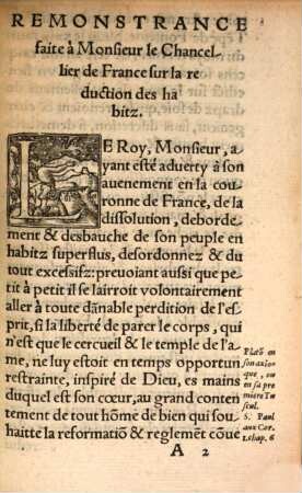 Remonstrance A Monsievr Le Chancelier de France, faicte par quelques gentilshommes estrangiers qui ont autres foys antez en France ...