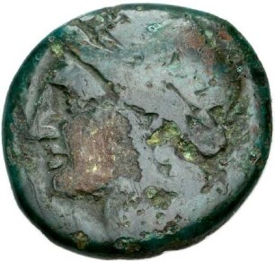 Bronzemünze aus Neapolis (Kampanien) mit Darstellung einer Lyra