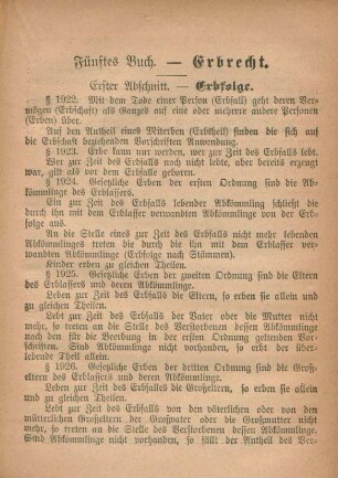 Fünftes Buch. - Erbrecht.