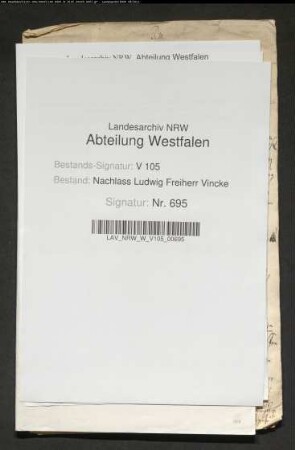 Gutachten Vinckes (Abschr.) und anderer Verfasser betr. Sach- und Provinzialminister und Oberpräsidenten