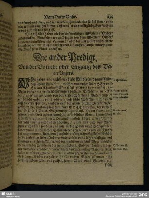 Die ander Predigt. Von der Vorrede oder Eingng des Vater Unsers