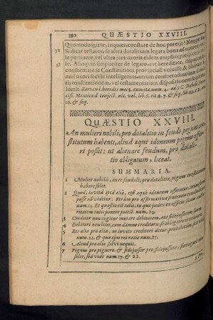 Quaestio XXVIII. An mulieri nobili, pro dotalitio in feudo pignus constitutum habenti, aliud ...